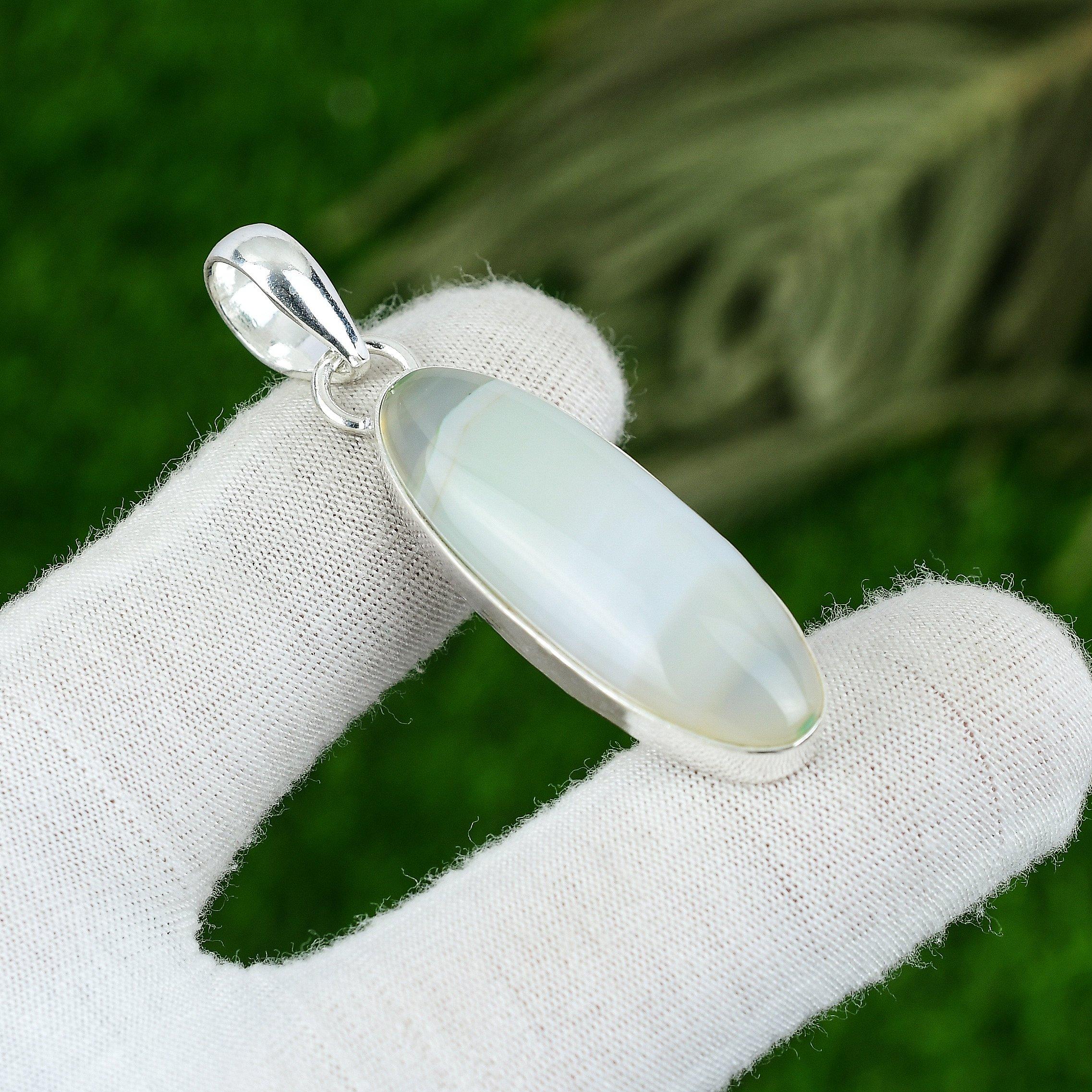 

Mothers day Sale Natural Botswana Agate 925 Silver Bezel Sister Pendant Jewelry