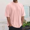 Summer Men's Fashion Loose Round Neck Solid Color All-match Short-sleeved T-shirt