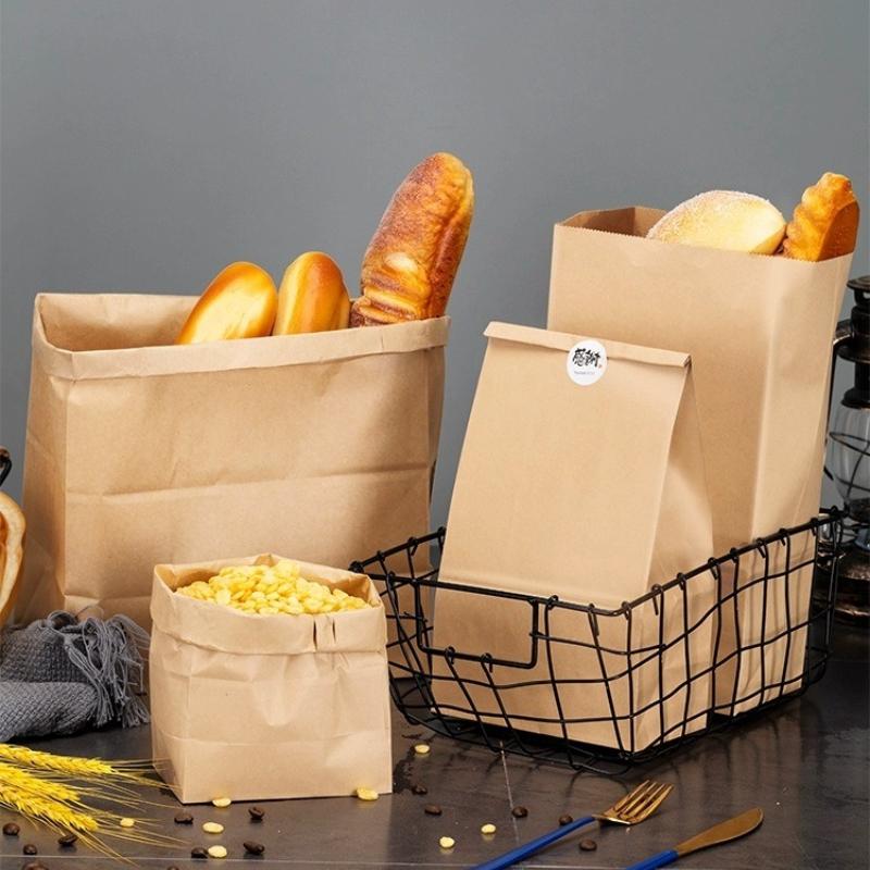 Kraftpapierbeutel für Obst Gemüse Multifunktional Brotlagerbehälter Einweg Ölbeständige Folie Backverpackungsbeutel Süßigkeiten Snack Aufbewahrungsbeutel