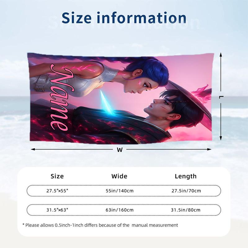 Rumi & Jinu Custom Name Printed Beach Towel Personalized Soft Towel For Swimming Beach Travel