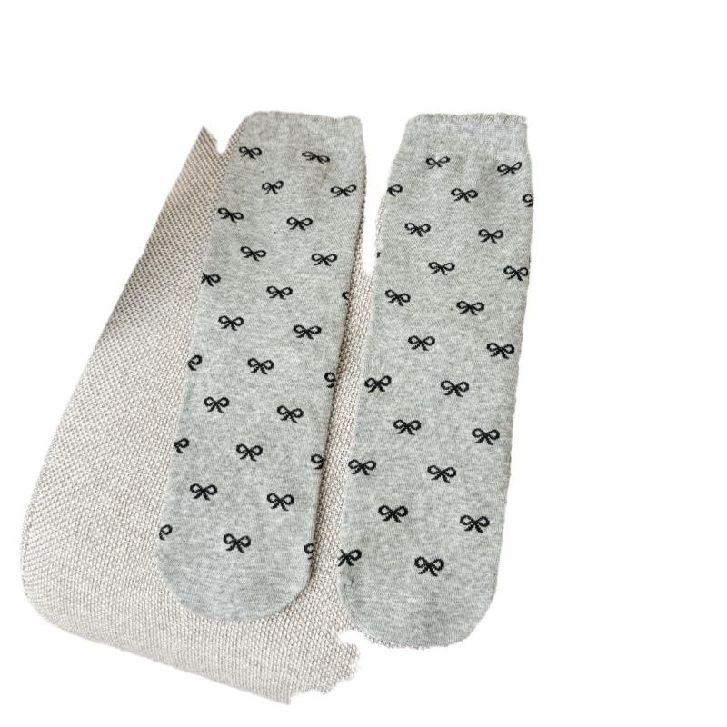 Women's Mid-calf Socks, Cartoon and Sweet Embroidered Puppy, Bow, Polka Dot, School-style Cotton Socks, Trendy Women