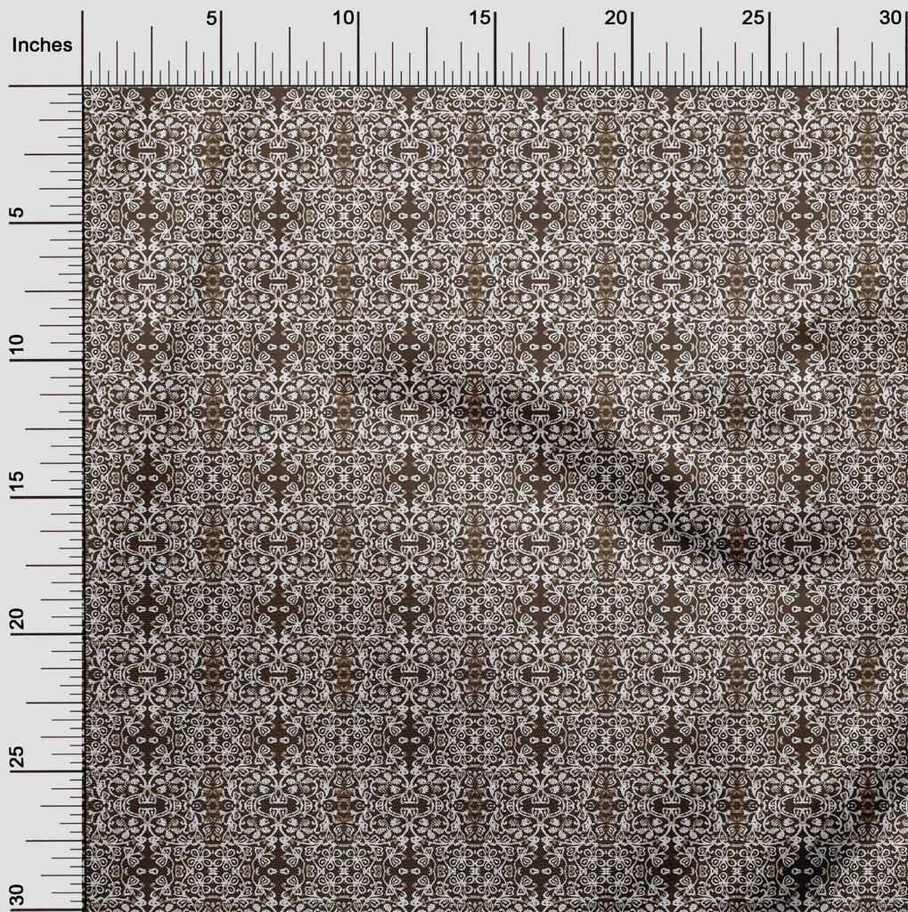 oneOone Cotton Poplin Brown Fabric Aian Batik Sewing Material Print Fabric By The Yard 42 Inch