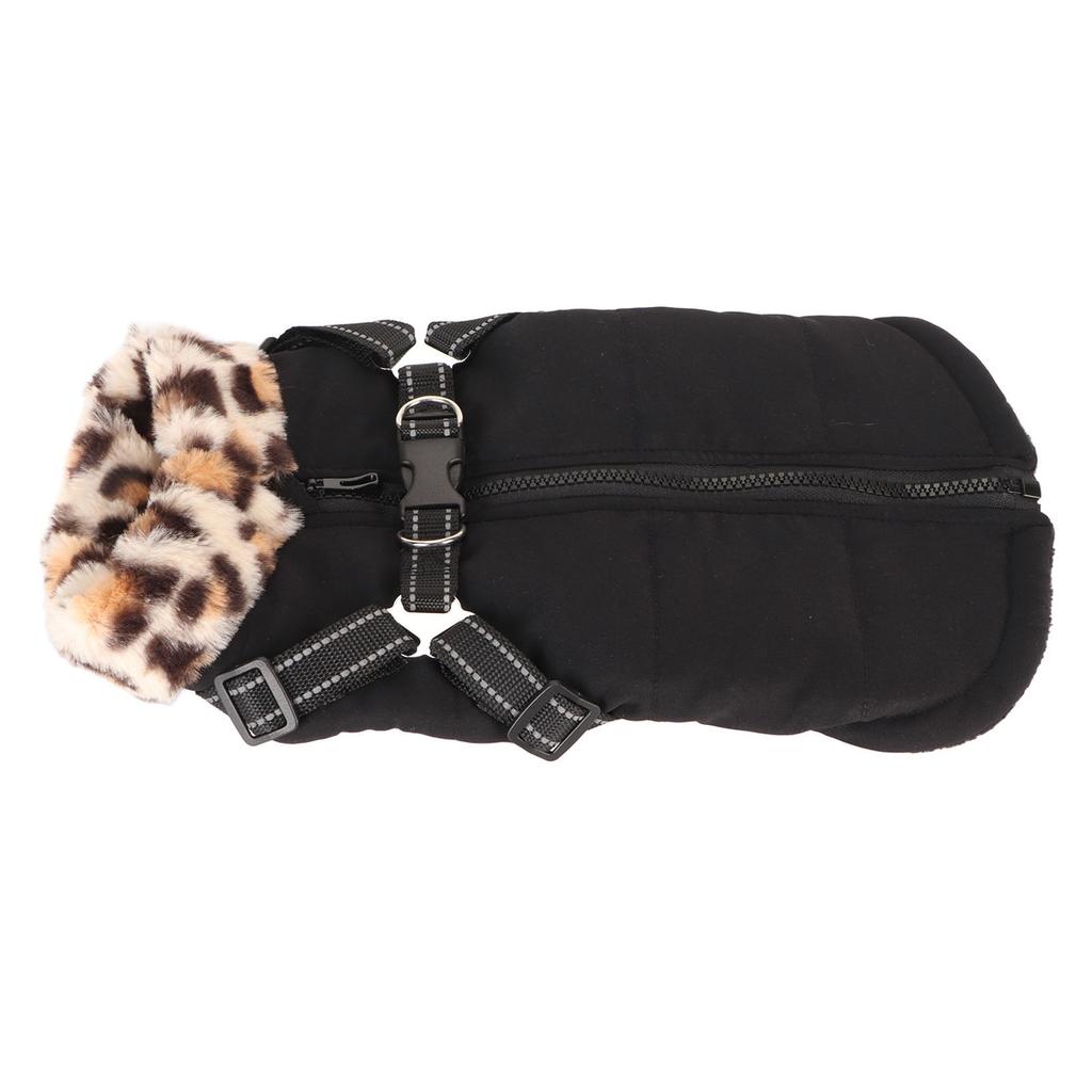 Warm Dog Jacket Stylish Windproof Thickened Cold Reflective Dog Winter Coat with Chest Strap for Outdoor Walking Hiking