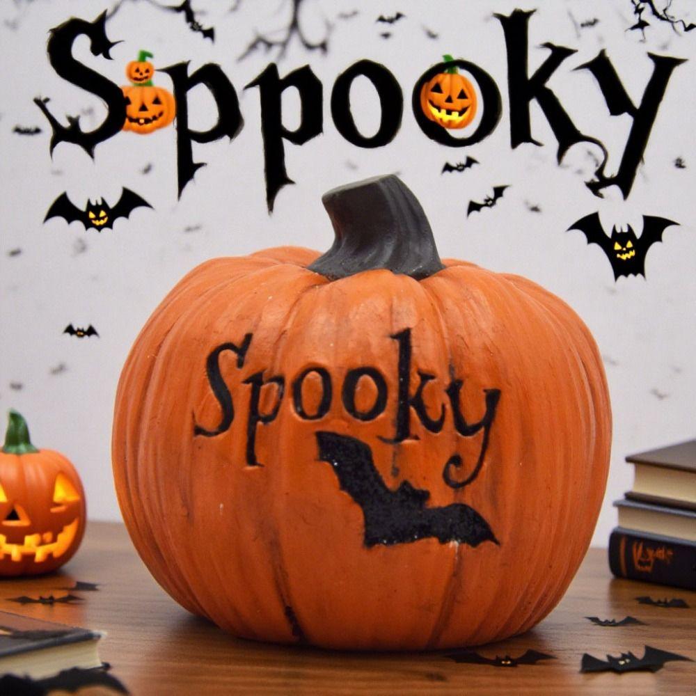 Handicraft Halloween Pumpkin Figurine Model Spider Web Pumpkin Statue  Festival Decor