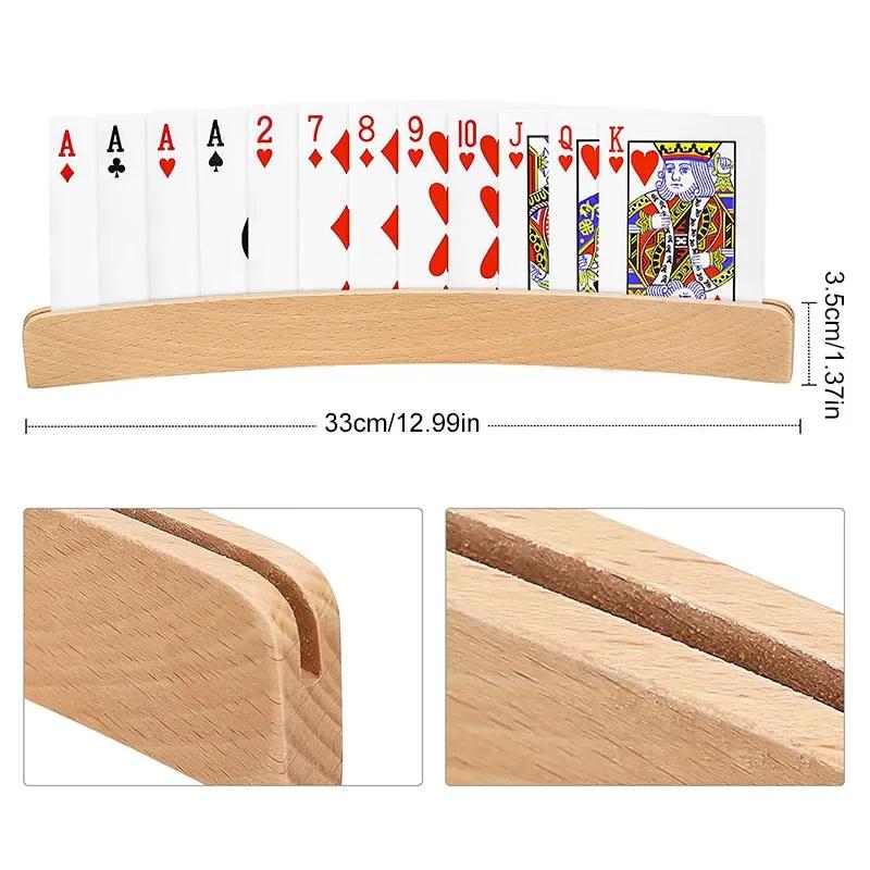Hands-Free Lazy Poker Base Stand: 2/3/4Pcs Wooden Curved Playing Cards Holder Set – Party Cards Games Accessories for Children