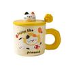 Cream cute kitten ceramic cup creative gift box ceramic mug drinking cup practical gift set