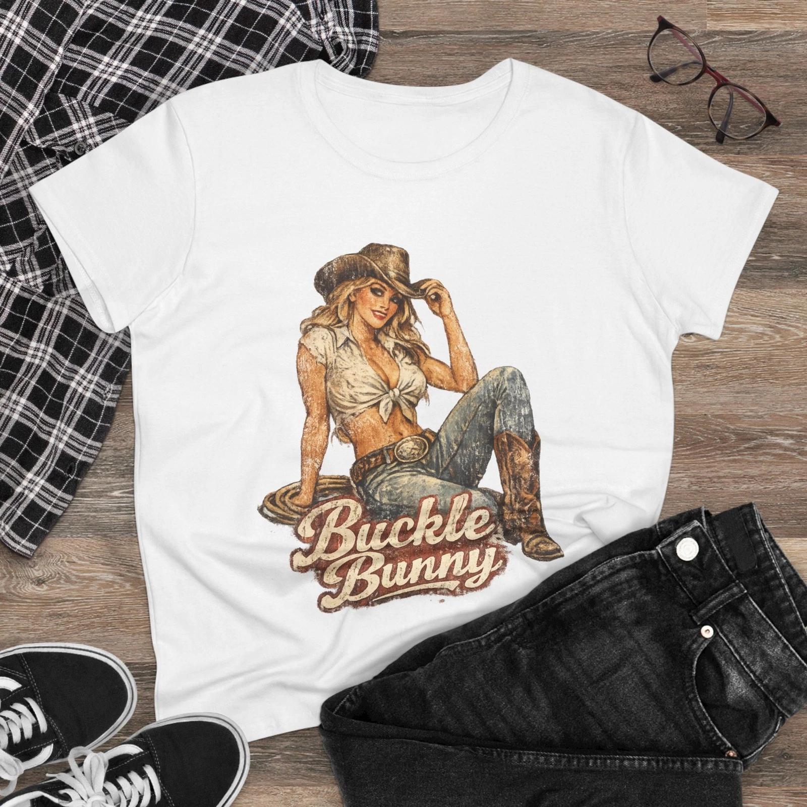 Cowgirl Pinup  Buckle Bunny  Tee | Western Cowgirl Shirt M