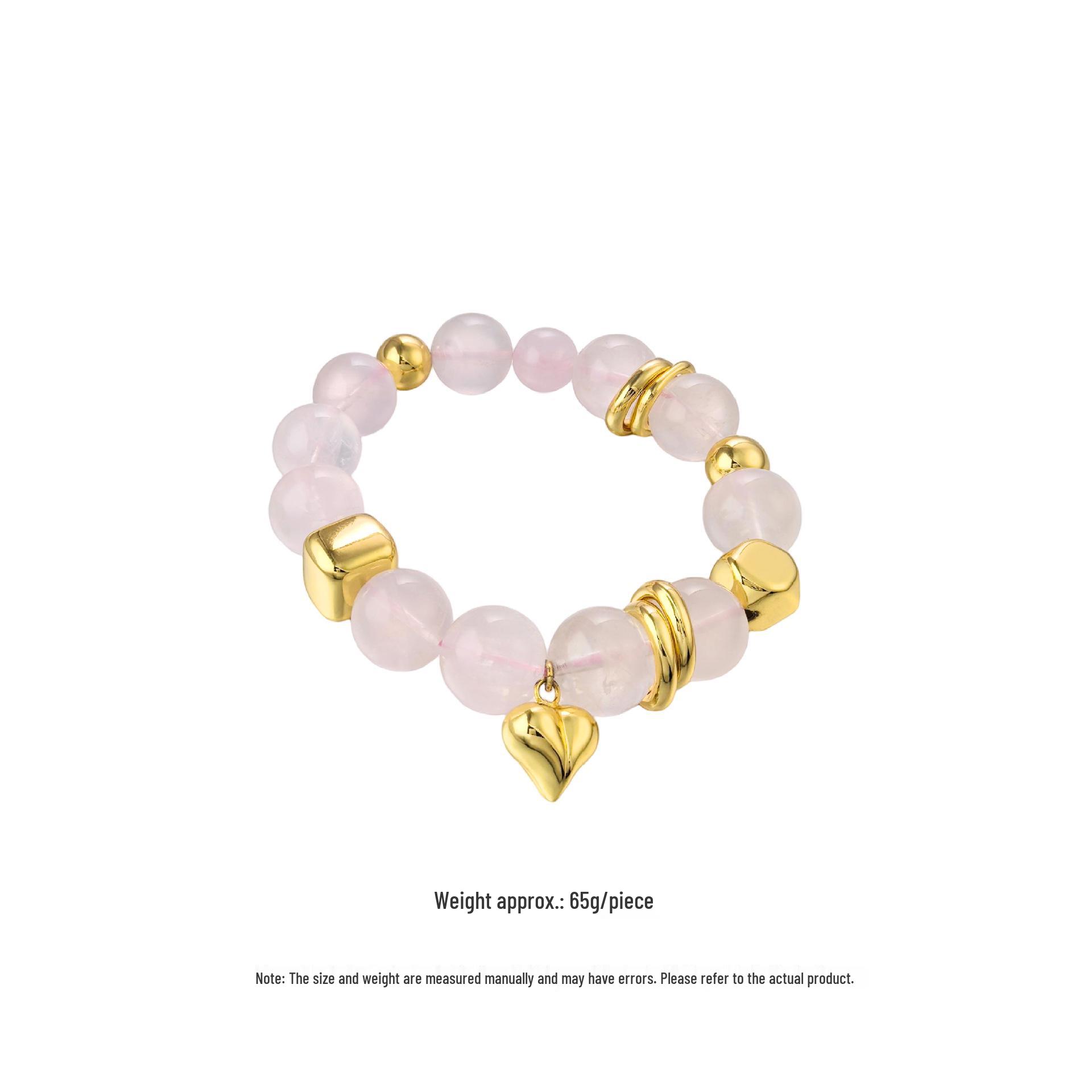 Love Heart Peach Blossom Luck Bracelet: Natural Wenwan Pink Crystal Couple Gift