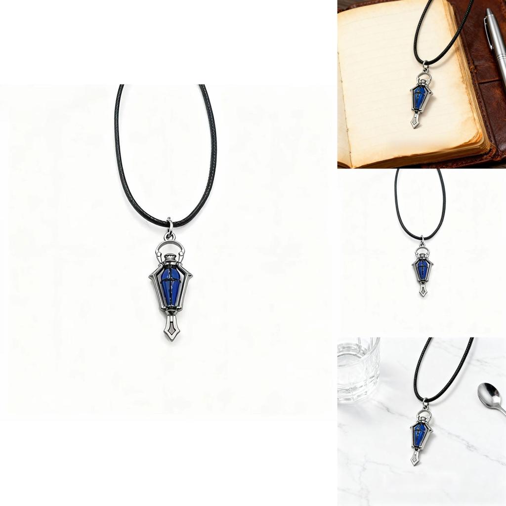 Lantern Decorative Necklace With Leather Cord For Dark Style Fashion Accessory