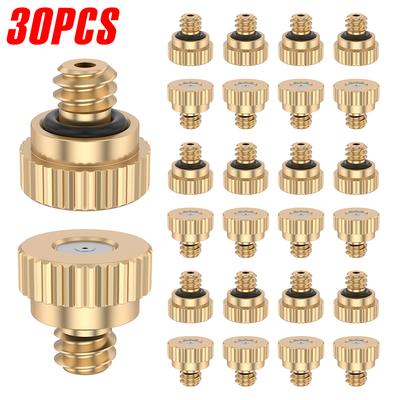 30Pcs Brass Misting Nozzles Threaded Atomizing Misting Nozzles with O Rings Gardening Accessories for Outdoor Cooling System