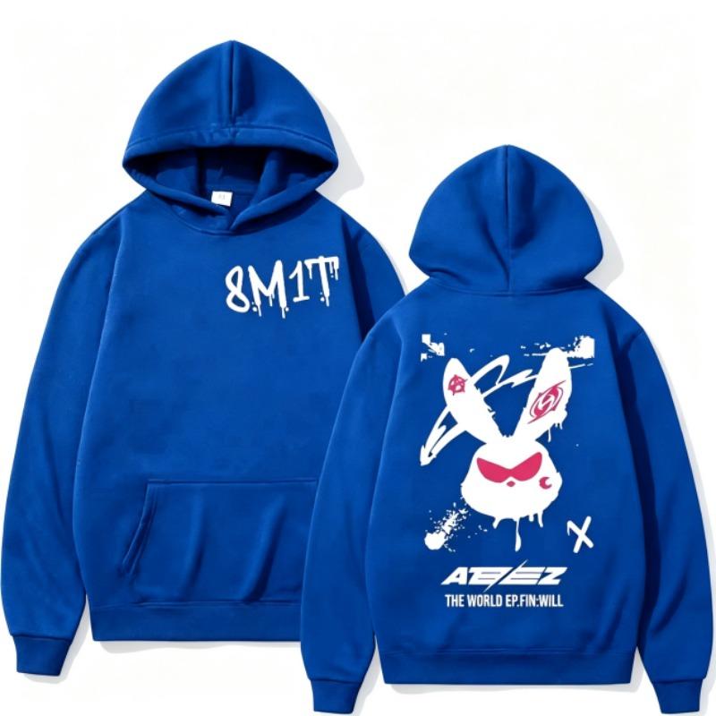 Autumn Men's Women's Hoodies Ateez 8M1T Printing Unisex Fashion Pullover Long Sleeves Loose Casual Vintage Sweatshirts