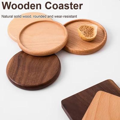 1 Stück Holzuntersetzer für Getränke Buchenholz Untersetzer Hitzebeständig Rund Anti-Rutsch-Pad Tassenuntersetzer Tee Kaffee Tassenunterlage für Zuhause Tisch