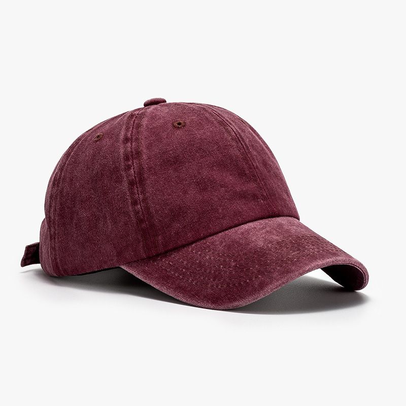 

Hat Men s Fashion Peaked Cap Women s Ins Trendy Spring Summer Korean Style Versatile Washed-out Vintage Soft Top Sun Protection Baseball Cap Burgundy Adjustable