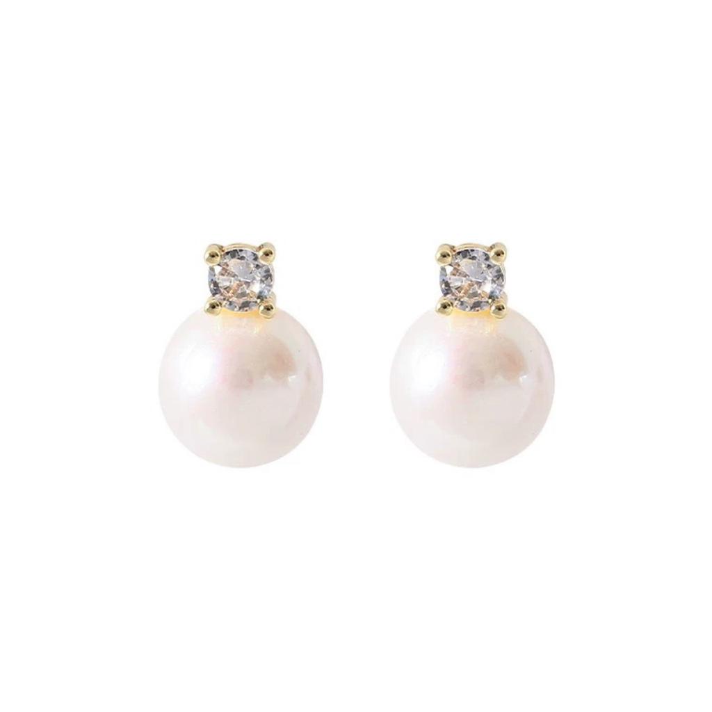 Classic natural freshwater pearl earrings, elegant diamond-studded earrings, classic and luxurious court-style earrings, simple and vintage