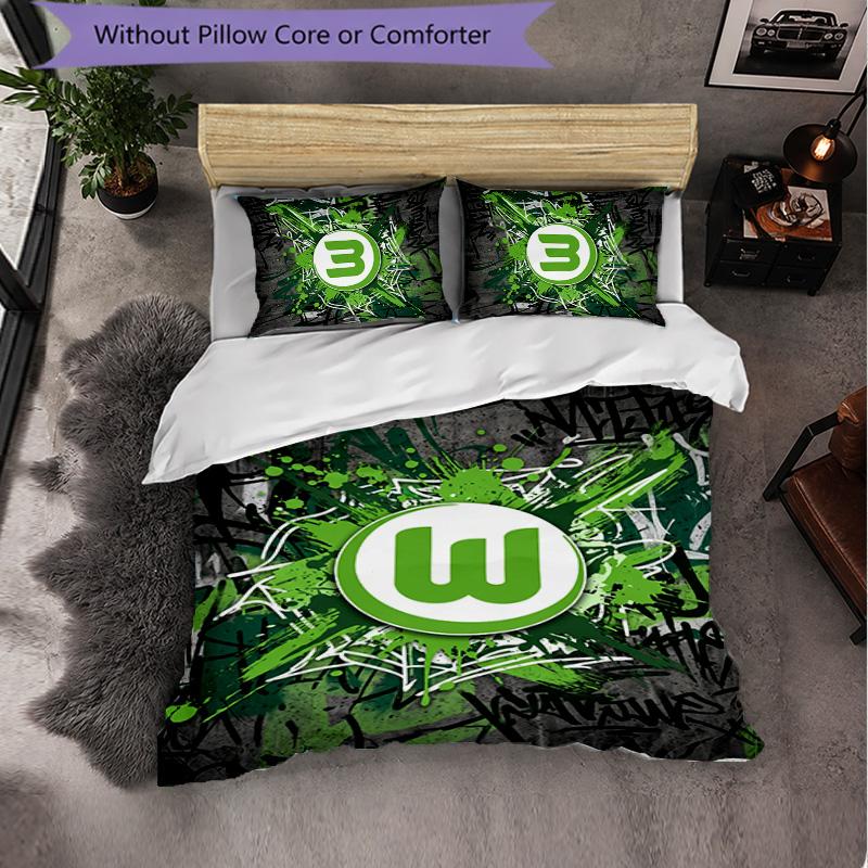 VfL Wolfsburg FC Thema Beddengoed 3-delige Dekbedovertrek Set Decoratief Beddengoed Voor Tienerkamer Woondecoratie