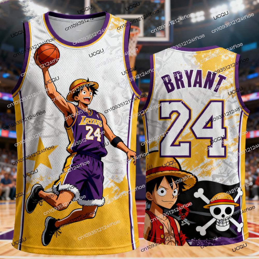 2026 New One Piece Special Edition Bryant Kobe Basketball Jersey Vest Luffy 3D Printed Adult Men Basketball Vest Kids Sweatshirt S