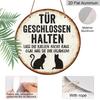 2D Flat, 1pc German "Keep Door Closed" Cat Warning Sign - German Text & Cat Silhouettes, Vintage-Modern Aluminum Door Hanger for Cat Owners, /Outdoor