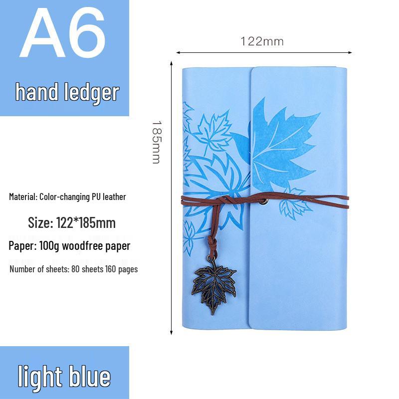 Retro Ribbon Tie Tri-fold Loose-leaf Notebook - Student Travel Notepad & Stamp Book