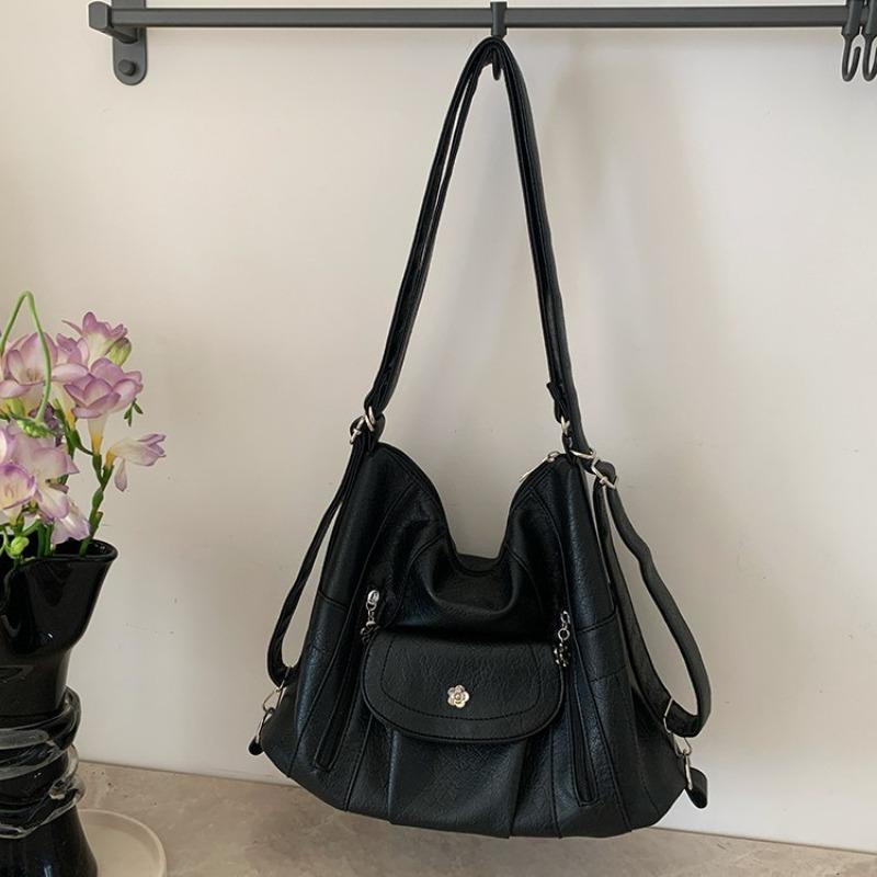 A Retro Soft Leather Large-capacity Adjustable Single-shoulder Tote Bag