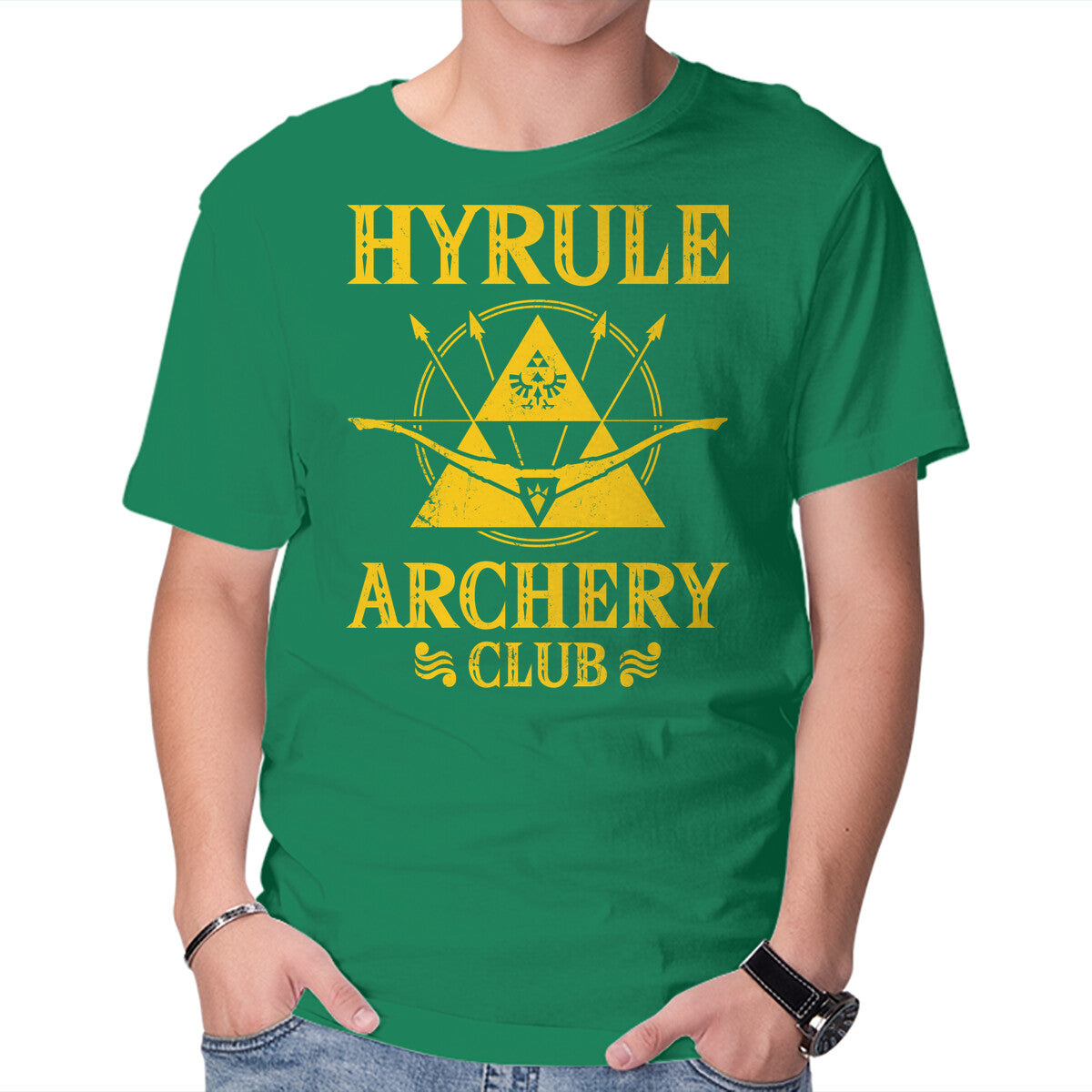 Unisex Crew Neck T-Shirt Hyrule Archery Club Graphic Short Sleeve Casual Tee L