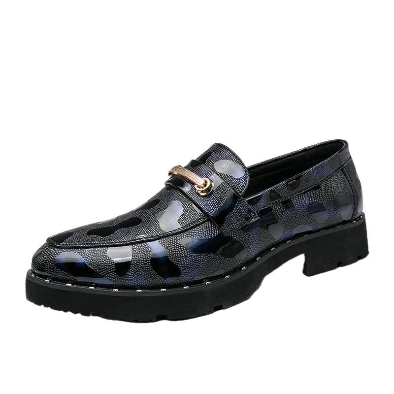 Britische Herren spitze faule Plateau-Freizeitschuhe Leder Schuhe Nachtclub Friseur Lackleder Glänzende Spiegel-Leder Schuhe