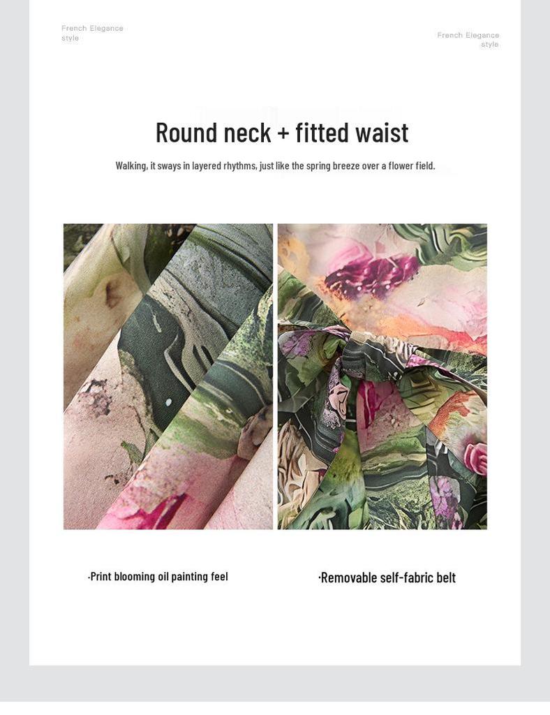 Hochwertiger altersreduzierender großer Schwingrock Urlaub Stil Print Taillenbetonendes Sommerkleid für Damen