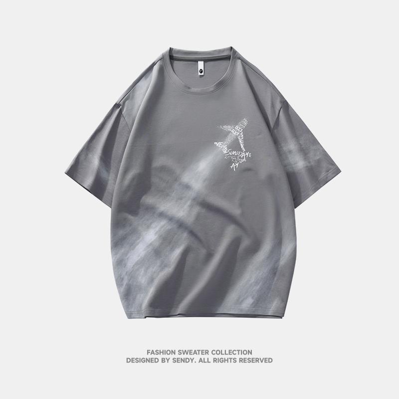 Summer Men's Loose Short-sleeved T-shirt Tops Quarter-sleeved Round Neck Half-sleeved T-shirt