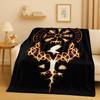 Retro Nordic Viking Totem Vegvisir Rune Valhalla Valknut Flannel Blanket,Ultra Soft Plush Throw for Home Bedroom Bed Sofa Cover