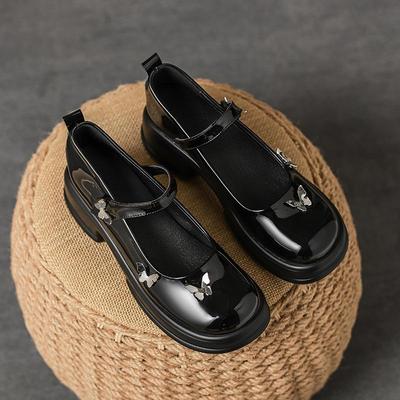 Damen 2023 Mary Jane Slipper mit dicker Sohle - College-Stil Leder Schleife JK Schuhe, kleine Größen verfügbar