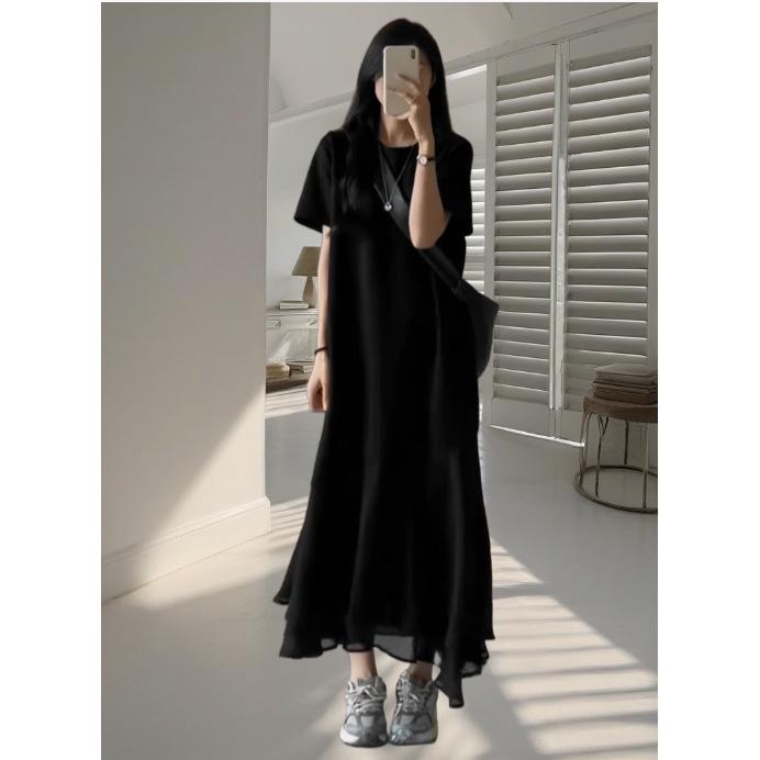 

Women s Summer 2026 Patchwork Ruffle Fishtail Dress - Lightweight Luxury with Slimming Fit M