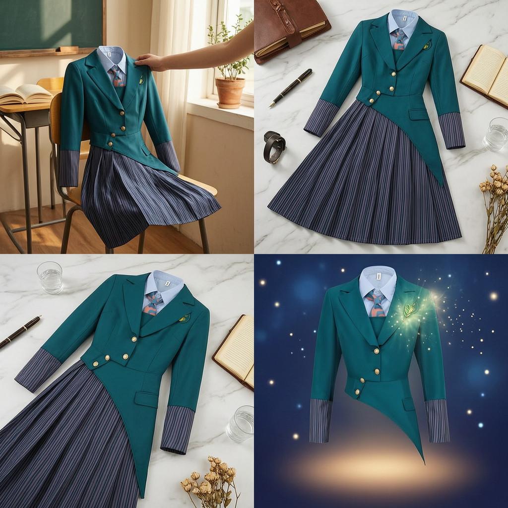 Wicked School Uniform Costume Set For Girls With Polyester Fabric For Halloween And Cosplay