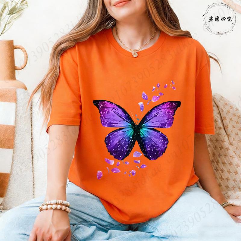 Fashion Butterflies Autism Awareness T-Shirt Women Clothing Summer Breathable Tops Short Sleeve Soft Comfortable Tee Shirt