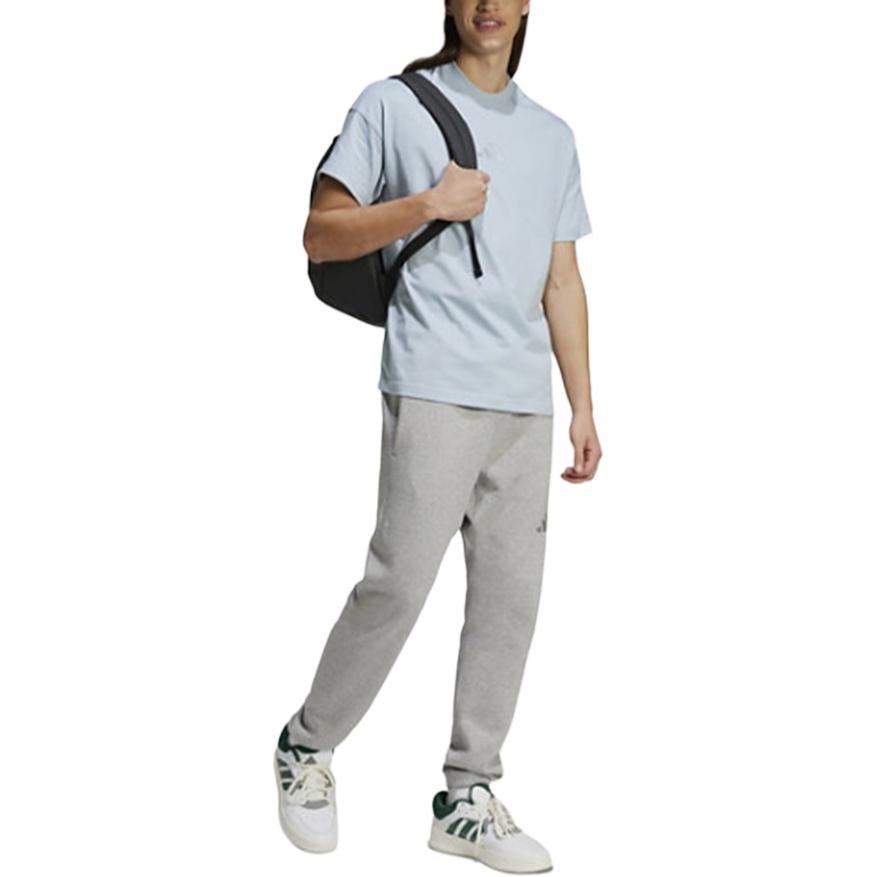 adidas Simple Round Neck Breathable T-Shirt With Small Logo Men Tops Blue IY4142