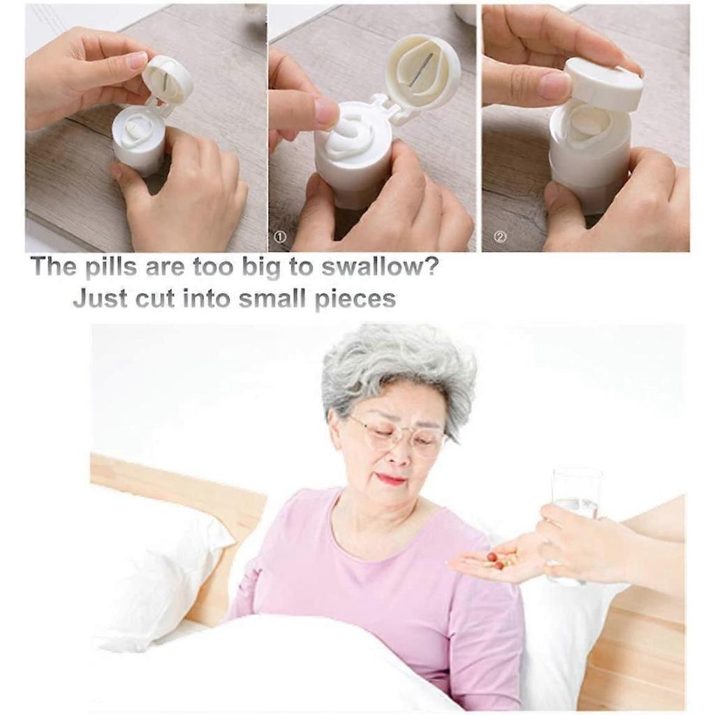 Pill Divider 4-in-1 Multifunctional Pill Cutter Medicine Case Tablet Divider with Storage Compartment Mini Pill Box Medicine Divider with Stainless St