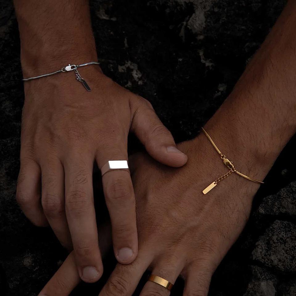 Schlangenknochen-Herrenarmband aus Edelstahl