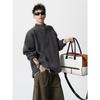 Men's High-Neck Half-Zip Loose Knit Sweater - Retro Style, Solid Color, Versatile for Autumn/Winter.