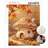Handgemachtes Perlenmalerei-Set Herbst-Pilzhaus DIY Rahmenloses 3D Perlenkunst Leinwand Kreative Freizeit Heimdekoration Geschenk