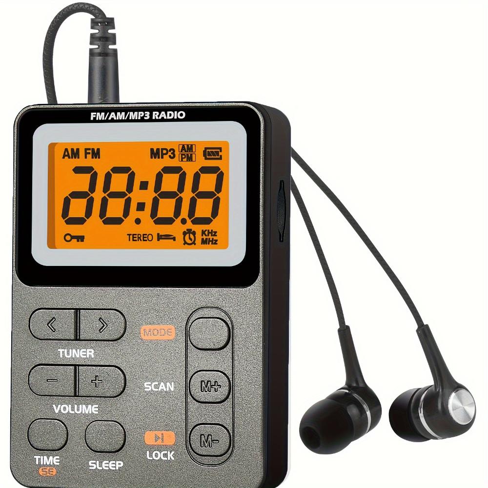 Portable Digital FM/AM Radio,MP3 TF Card Player,Stereo Music Speaker with Sleep Timer,Lock Key,Mini Radio for Camping,Running