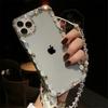 För IPhone17Promax Telefonfodral Ins för Apple 16 Strass 14plus Transparent 12Pro Armband 13