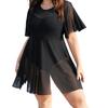 2026 Plus Size Women's One-Piece Swimsuit with Tummy Control & Mesh Slimming