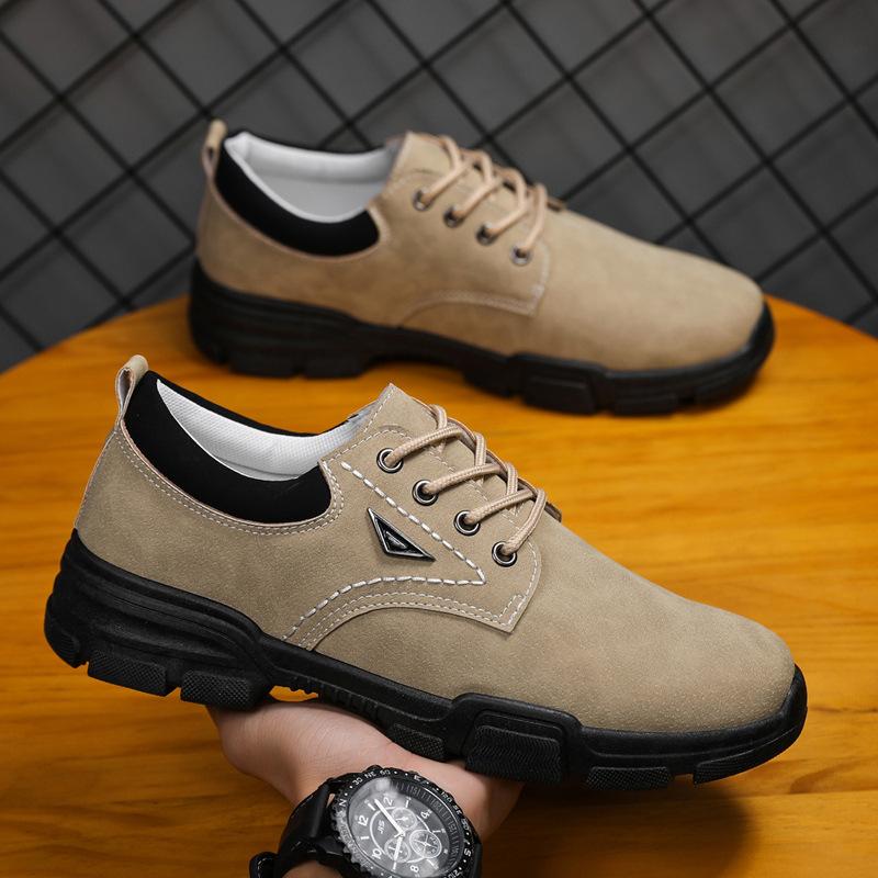 

Мужские бархатные короткие ботинки осень-зима 2025 года, ботинки Martin, водонепроницаемые и износостойкие кожаные ботинки, мужские кожаные рабочие ботинки, мужская обувь 44 хаки