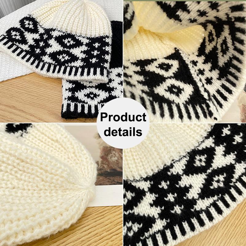 Gorro de Malha Feminino Misto de Lã Chapéu de Lã Retrô Para Manter Quente Tamanho para Cabeça Grande Chapéu à Prova de Frio para Cabeça Masculina