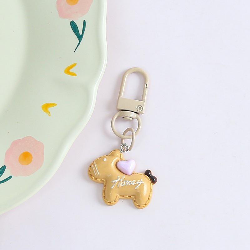 Creative Cartoon Resin Horse Keychain, Heart Pendant - Cute Student Gift
