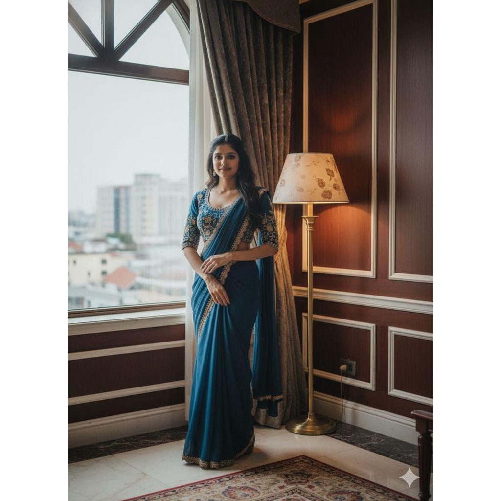 This Beautiful Saree Is Elegantly Decorated with Gorgeous Solid Lace Border That Gives a Perfect Look To the Outfit.