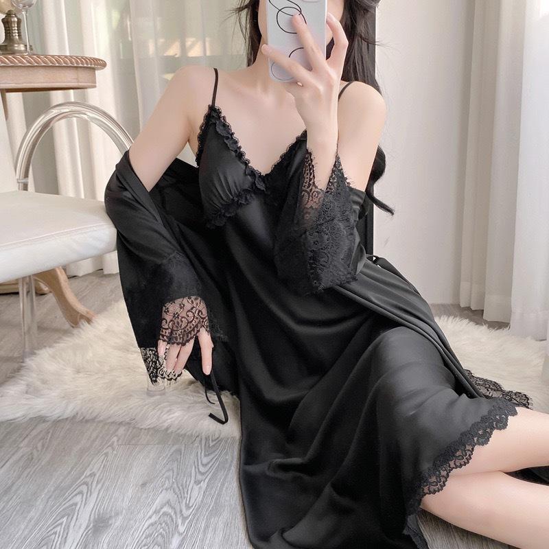 New ice silk pajamas women's spring and summer live broadcast pajamas lace lace suspender nightgown thin imitation silk loungewear