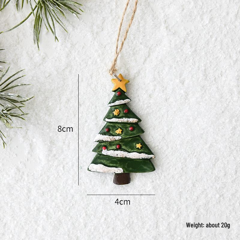 NUCHI Christmas Tree Gingerbread Snowman Resin Ornaments, Small Painted Hanging Decorations