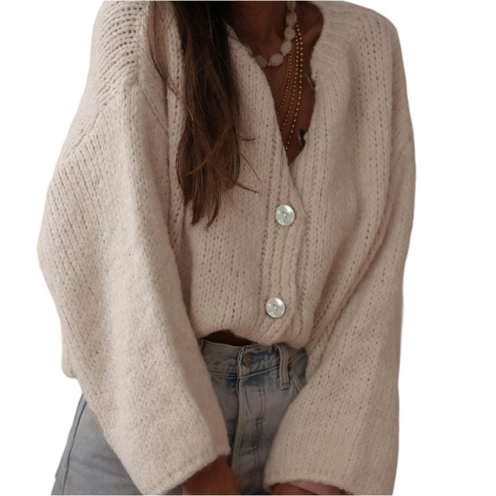 Casual Minimalist Cardigan Knit Outerwear For Women