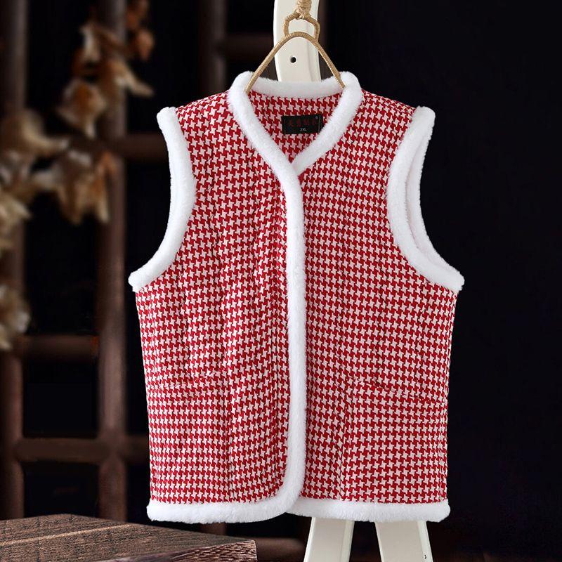 Damska bawełniana kamizelka z nadrukiem i zamkiem błyskawicznym na jesień i zimę