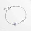 TONGZHE 925 Silver Hamsa Lucky Evil Eye Cross Bracelet Wonder Women Small Blue Cystal Stones Fine Wedding Jewelry