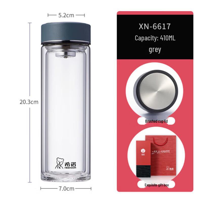 HEENOOR 410ml Double Wall Glass Tea Infuser Bottle